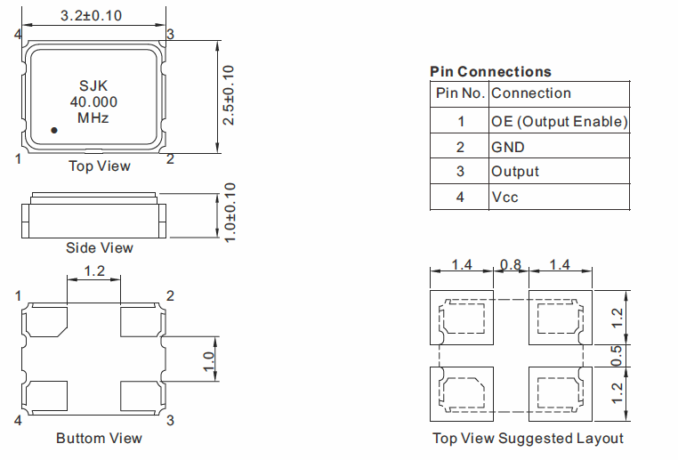 SMD 3225 Crystal OscillatorSPXOSJK SPXOs