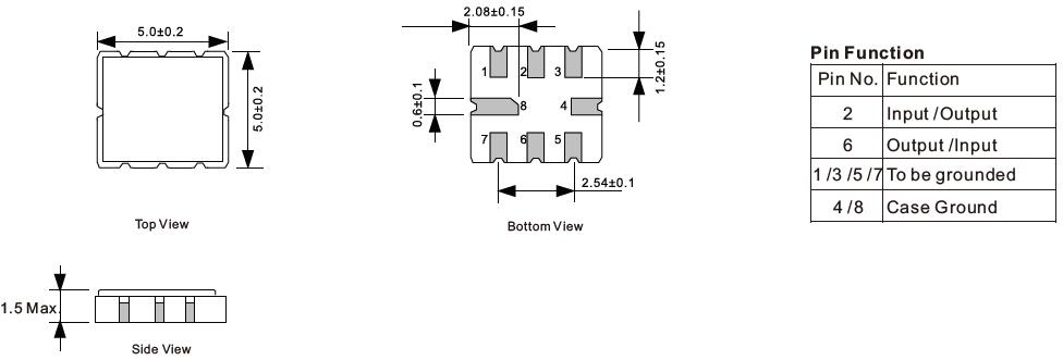 QCC8C-SAW-Resonator-Dimensions