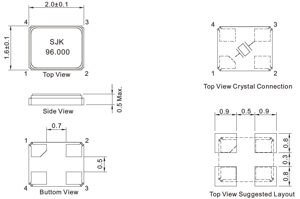 SMD-2016-Crystal-Resonator-Dimensions